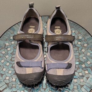 Merrell Blue and Cream Chameleon Arc Mary Jane Shoes for Outdoor Activities